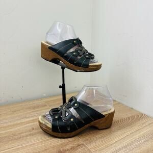 Dansko Serena Black Leather Slide Sandals Women’s Size 6.5